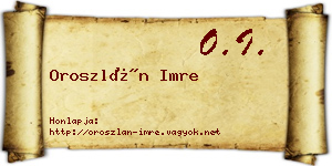 Oroszlán Imre névjegykártya